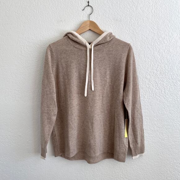 NWT Summersalt The Coziest Cashmere Merino Wool Blend Hoodie Toffee White Sand M - Picture 3 of 14